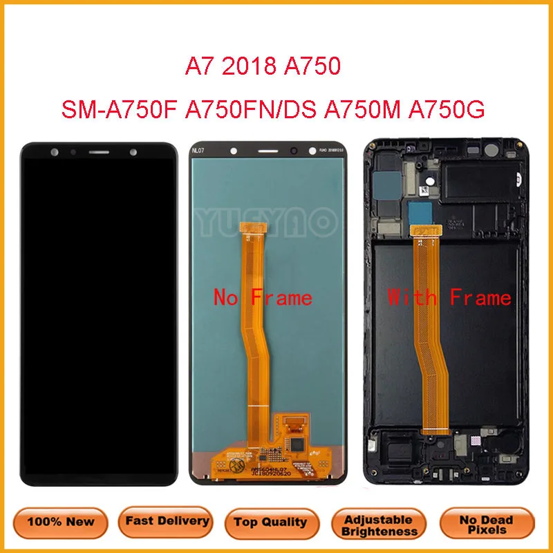 

A750 LCD For SAMSUNG Galaxy A7 2018 Display With Frame SM-A750FN/DS A750F Screen Touch Sensor Digitizer Assembly
