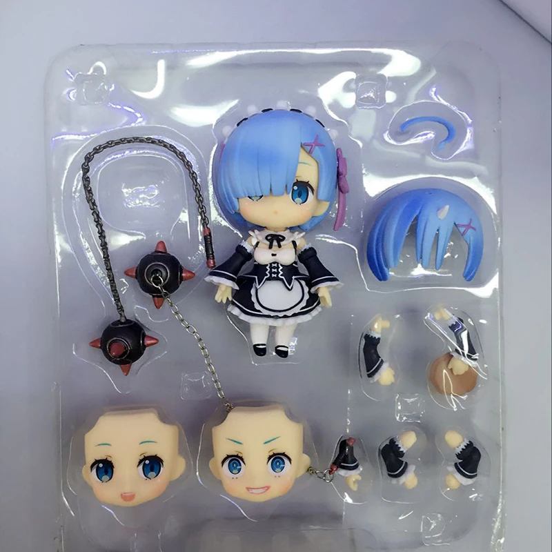 

Anime Action Figures RE: ZERO - Starting Life in Another World Ram Rem Emilia Q Version Movable Changeable Face PVC Model Toys