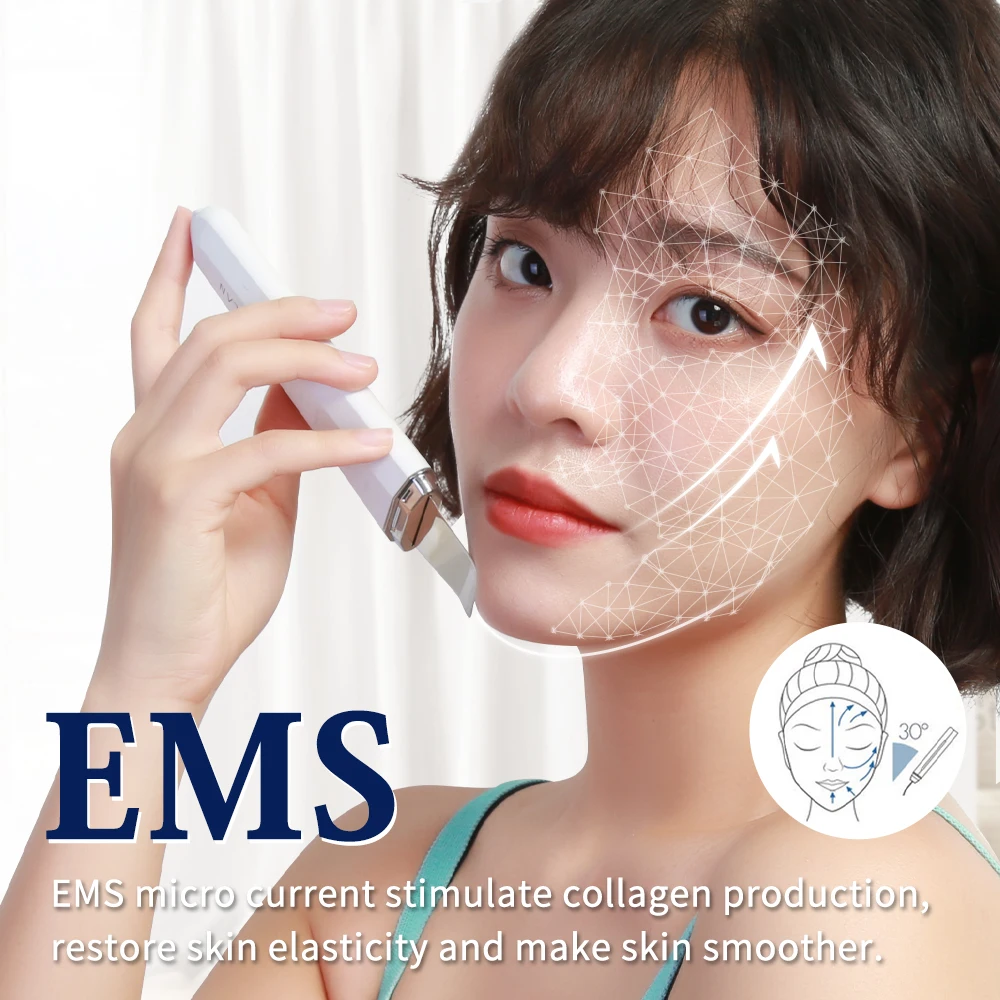 Beste Anlan Ultrasone Huid Scrubber Ion Diepe Gezicht Reiniging Acne Comedondrukker 45 ℃ Warmte Facial Massage Peeling Schop Lift Machine