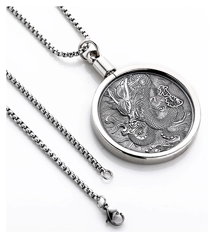 Мужское ожерелье с тиснением в виде китайского большого синего дракона | Дом и