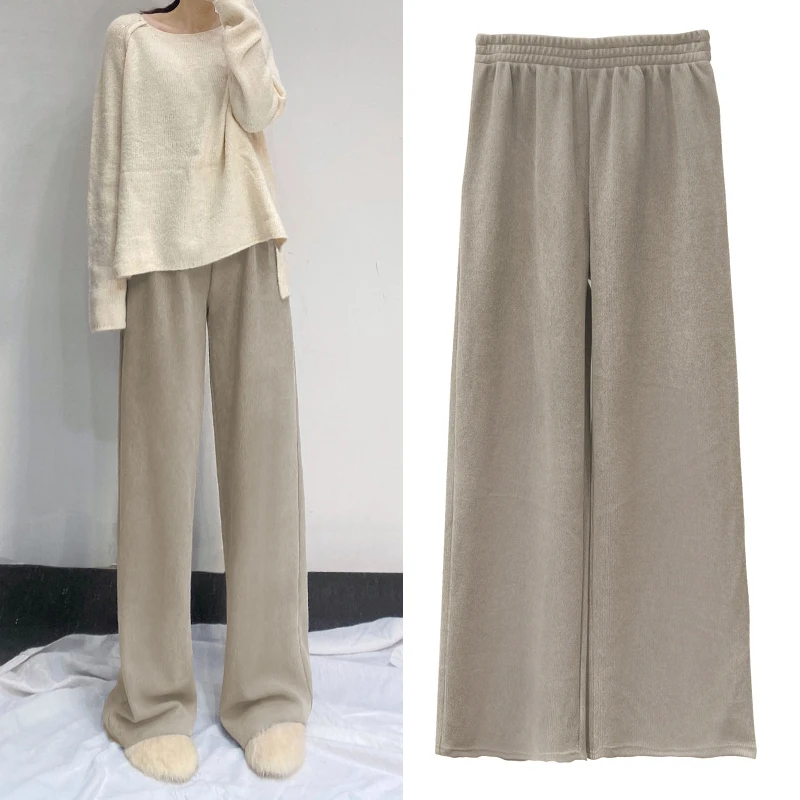 Вельветовые прямые брюки Cheney с высокой талией на осень и зиму полосатые плоские