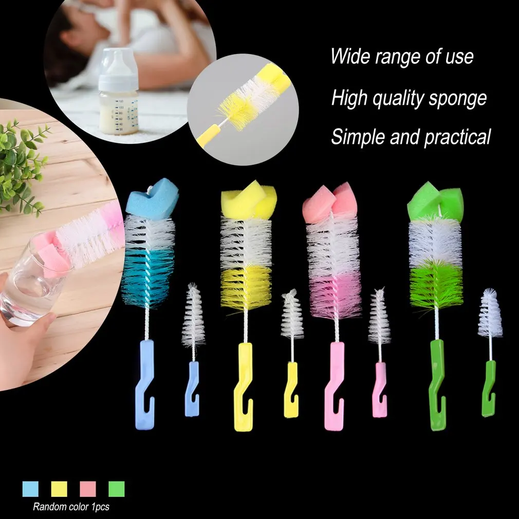 

360 Degree Rotating Spin Sponge Brush Baby Milk Feeding Bottle Nipple Wash Cleaning Scrubber Brushes
