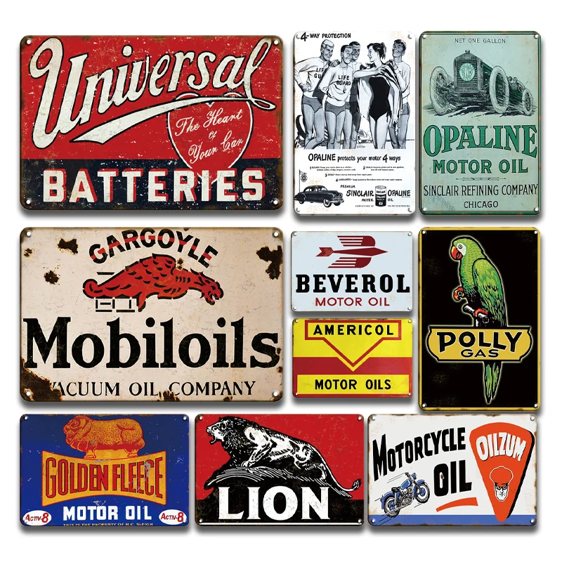 Металлическая пластина с винтажным рисунком Коллекционные вещи моторное масло