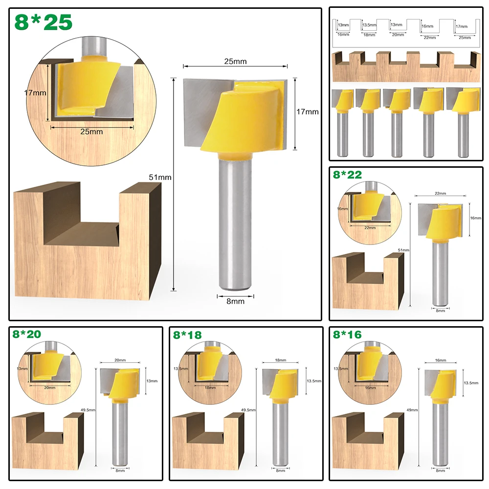 

T-Type Milling Cutter Woodworking Planing Tool YG8 Alloy Straight Groove