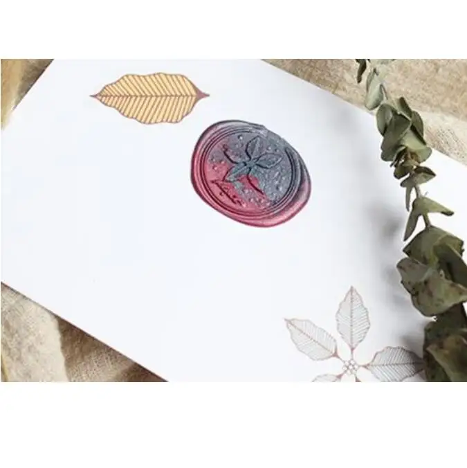 Грибы цветы завод печать штамп с деревянной ручкой воск на Конверт