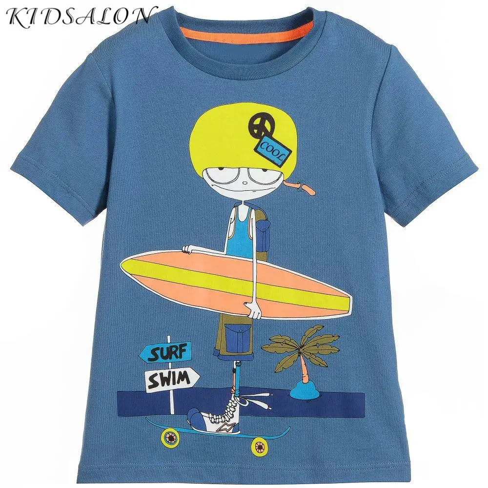Boys T Shirt with Animal Applique Baby Clothes Kids Summer Tops Cotton Tee Fille Children shirts for Clothing |