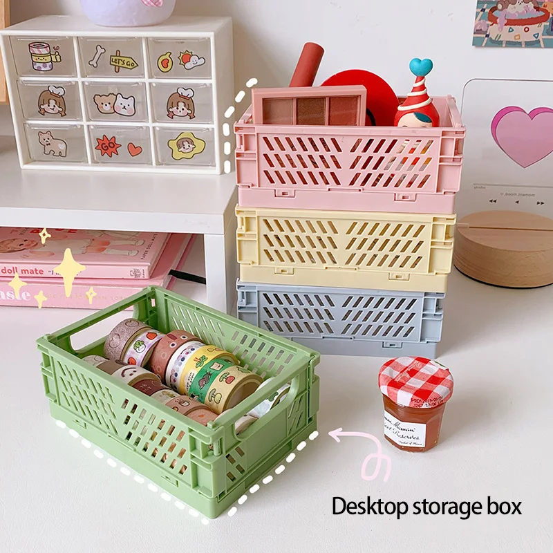 

Mini Folding Plastic Storage Box Toilet Paper Shampoo Storage Rack Paper Phone Holder Kitchen Towel Holder Spice Storage Box