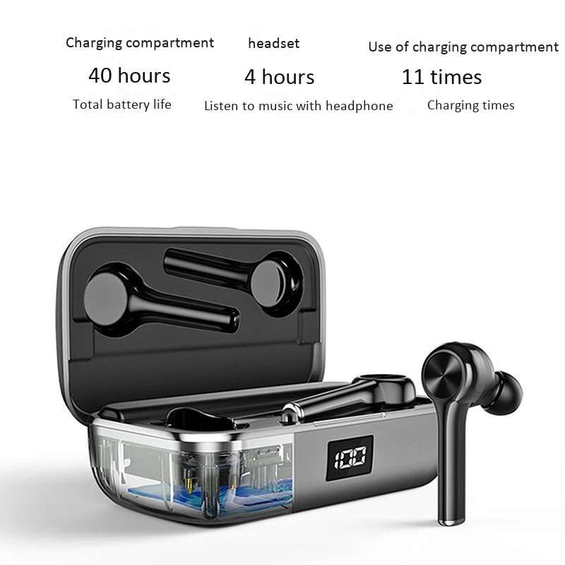 Длинные ручки Bluetooth 5 0 TWS настоящие беспроводные наушники Графен цифровой дисплей