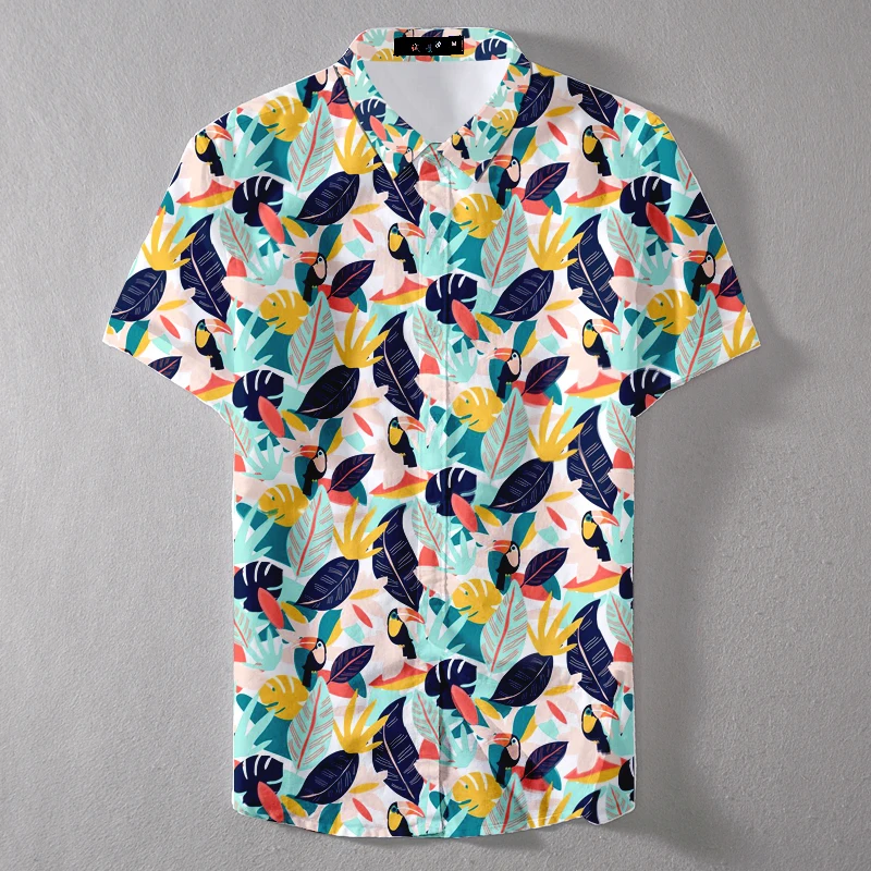 2019 Latest Design Digital Pink Student Flamingo Pattern Men's Casual Shirts