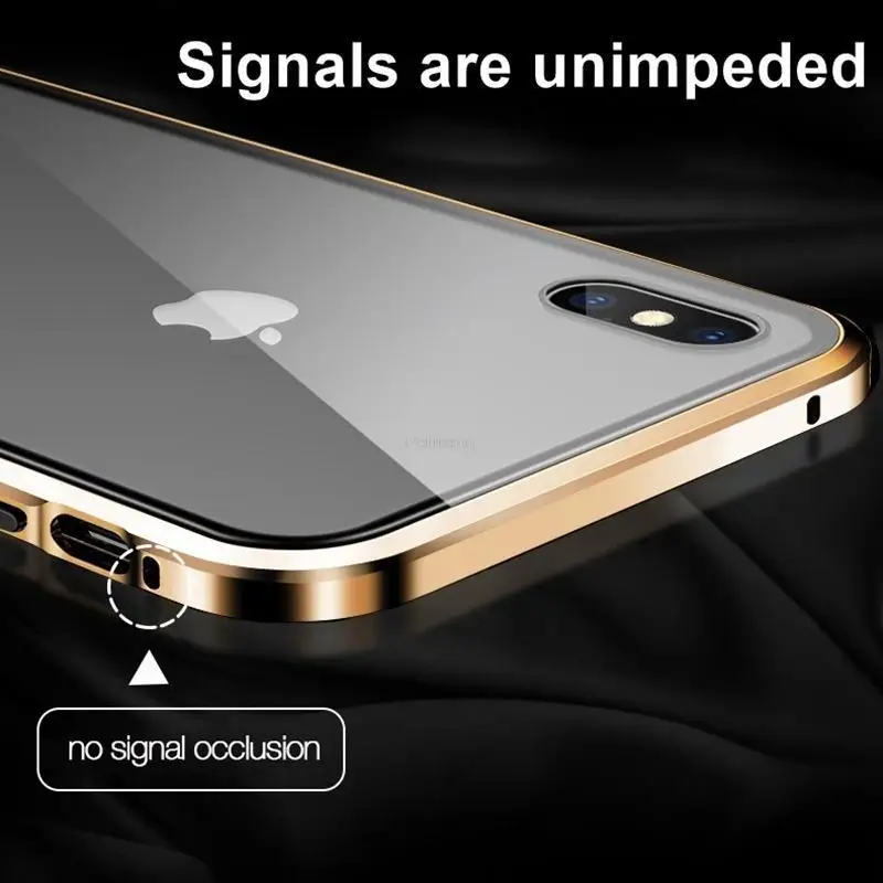 

Magnetic Tempered Glass Privacy Metal Case For iphone 11Pro XR XS 11 Pro MAX X 8 7 6S 6 Plus 360 Magnet Antispy Protective Cover