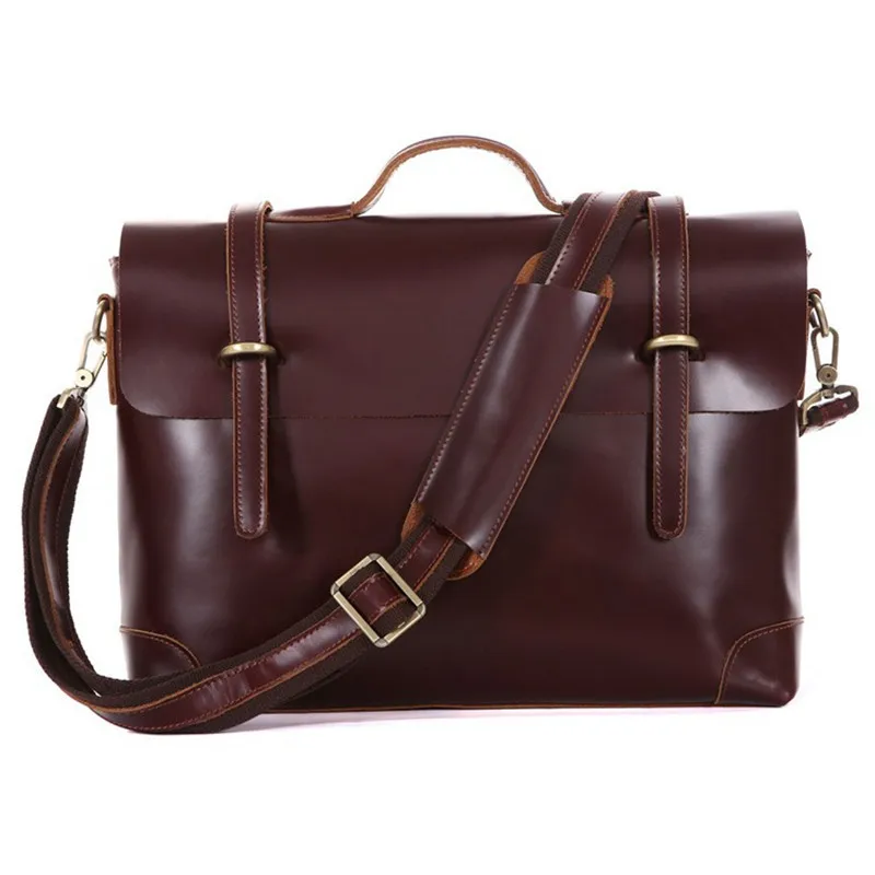 2020 Men Bag Men's cow Leather Bag Laptop Briefcase Bag Brand Bags Shoulder Strap Bag For Documents With Shoulder Starp Wine Red