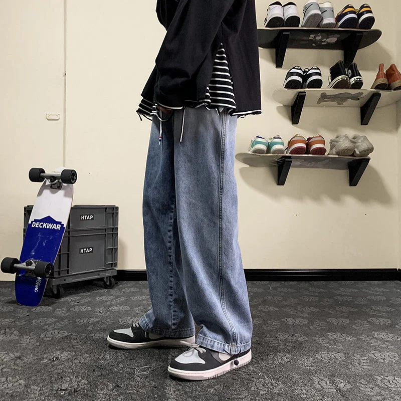 INXYZ Spring Autumn Super Hot Trend Men's Straight Wide Leg Pants Solid Color Letter Printed Casual Jeans Women's Trousers | Мужская