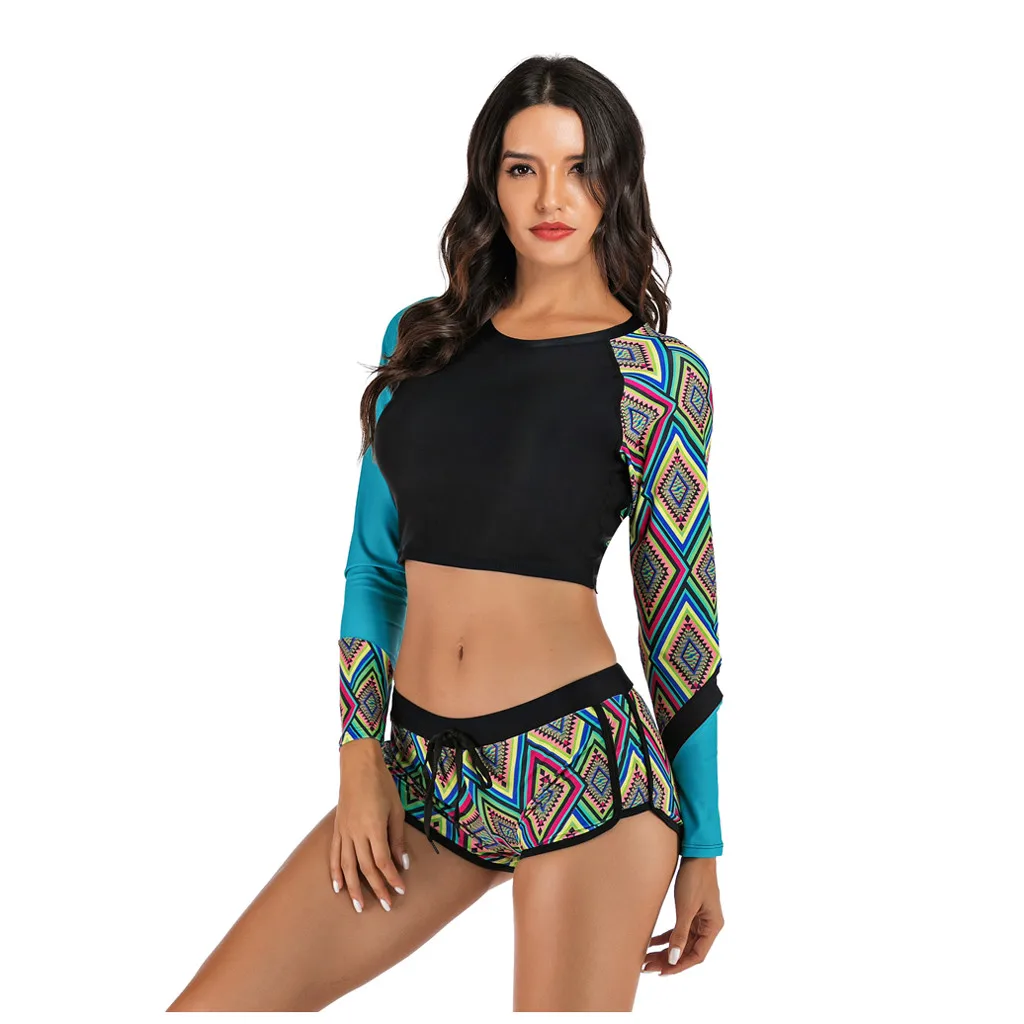 Женский костюм с длинным рукавом и принтом для дайвинга серфинга летний