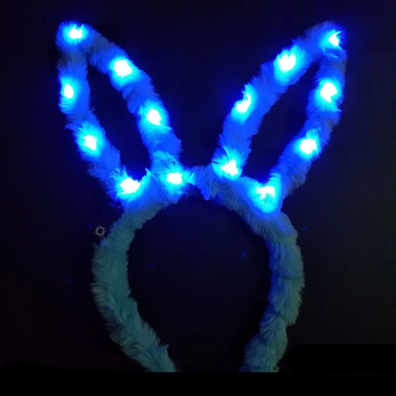 Christmas decoration halloween birthday Glowing plush rabbit ears headband children glowing toys | Дом и сад