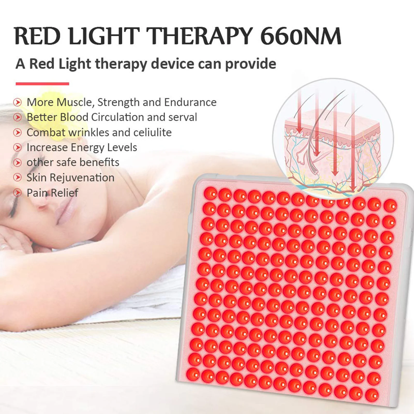 Red Light Beauty Healthy Devices in Deep Red 660nm Pain Relief Light Lamp for Face Body Skin 338 LEDs SDFA88