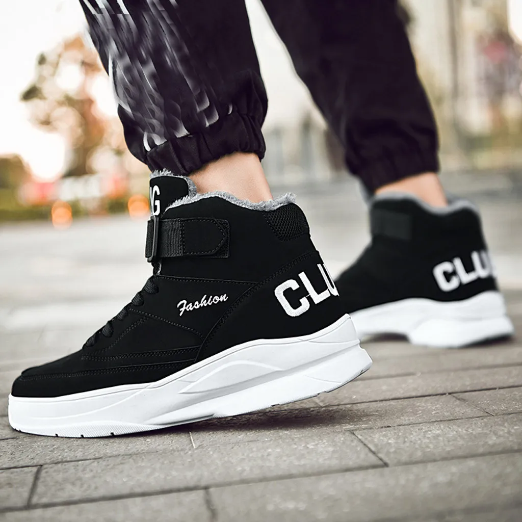 SAGACE/Мужская модная обувь с круглым носком; бархатная теплая обувь с высоким берцем на плоской нескользящей подошве; Повседневная Удобная спортивная обувь; список