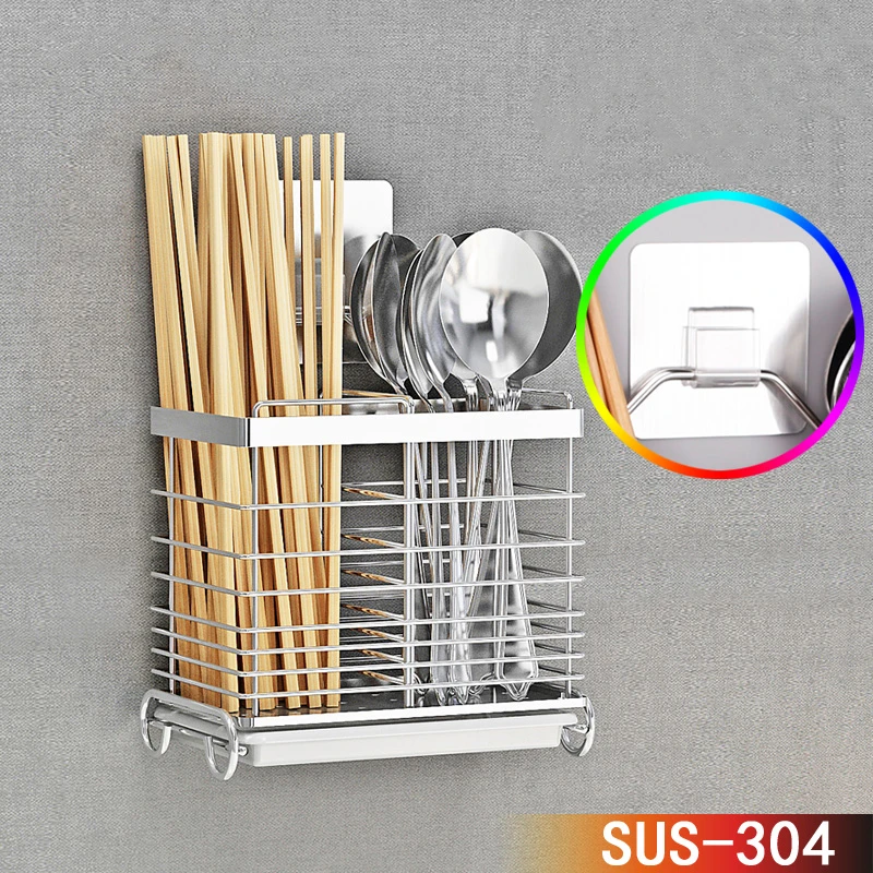 Настенный кухонный контейнер из нержавеющей стали 304 с двойной сеткой для