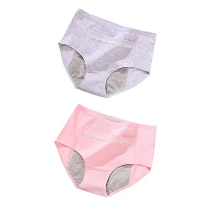 Темно-серый 2pcs/Set Cotton Physiological Period Leak Proof Menstrual Panties Breathable Seamless Soft High Quality Women Underwear Breifs - Цвет: Темно-серый