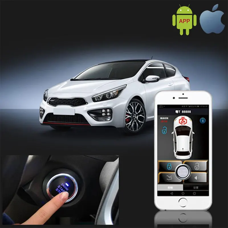 Дистанционный запуск двигателя Автомобильная сигнализация APP Bluetooth БЕСКЛЮЧЕВОЙ