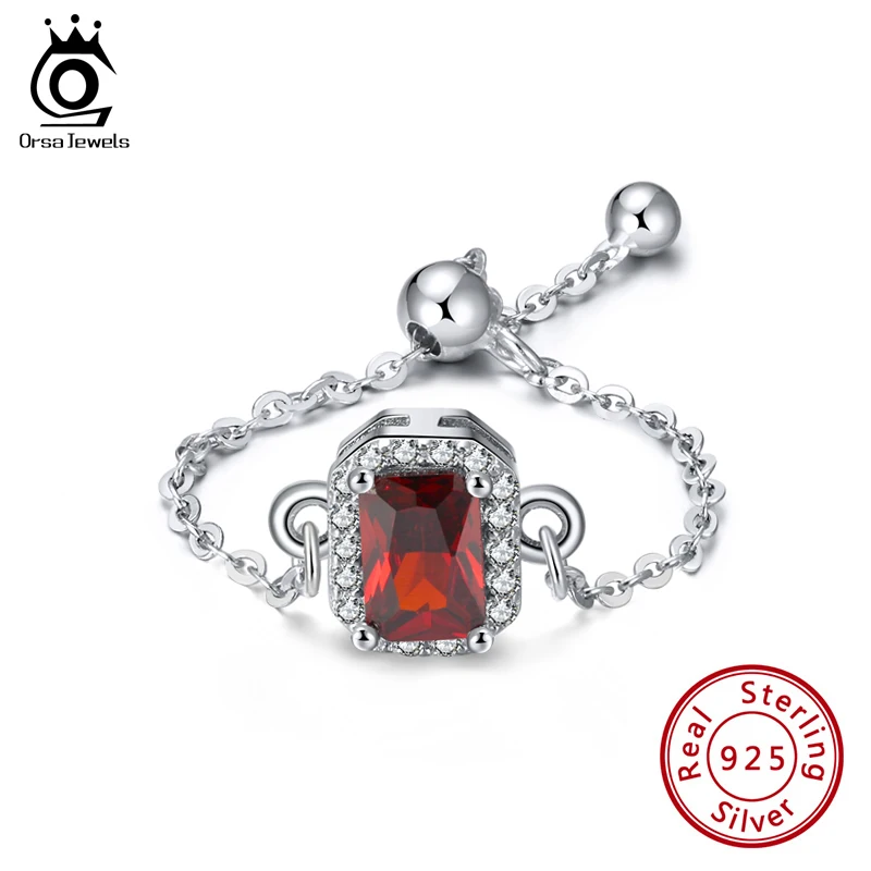 

ORSA JEWELS Real 925 Sterling Silver Ring AAAA Zircon Creative Square Shape Jewelry for Women Party Ring SR230