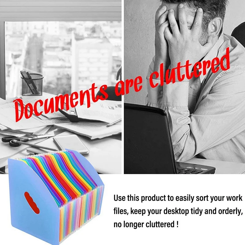 1x большой вместимости 24 кармана файл формата А4 гармошка и 5 расширяющихся папок