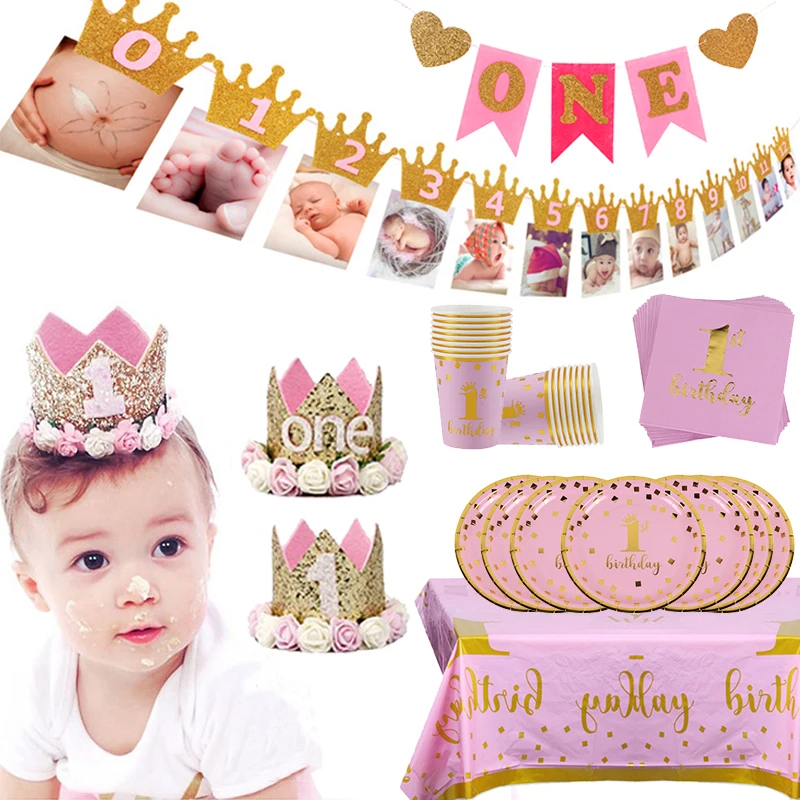 Украшение для 1 го дня рождения детей год корона маленьких мальчиков и девочек