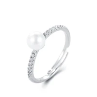 elegant pearl ring 925 silver jewelry accessories with zircon gemstones open finger rings for women wedding birthday party gift