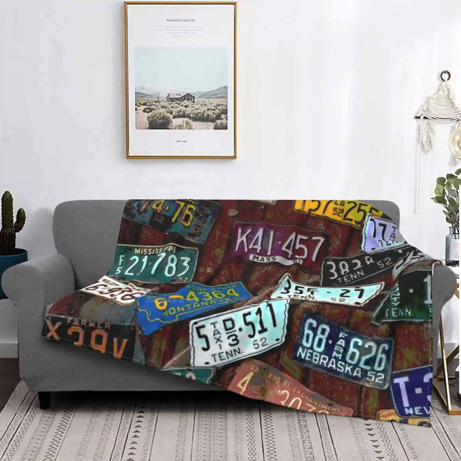 

Винтажные номерные знаки-дизайн 1, высококачественное удобное покрывало для кровати, мягкое одеяло, автомобильные знаки, бирки, лицензионные грузовики, монстры, груди