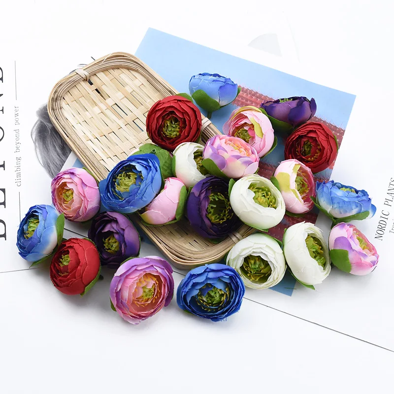 

5pcs 4CM silk tea roses Artificial flowers for Christmas wreath home wedding decor bridal accessories clearance a cap diy gifts