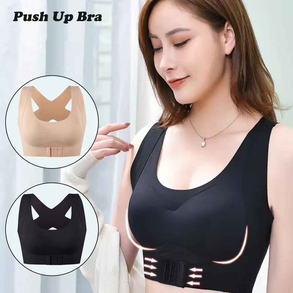 

Front Closure Push Up Bra Women's Underwear Fitness Vest Posture Corrector Bralette Female Brassiere Sexy Cross Back Clothes
