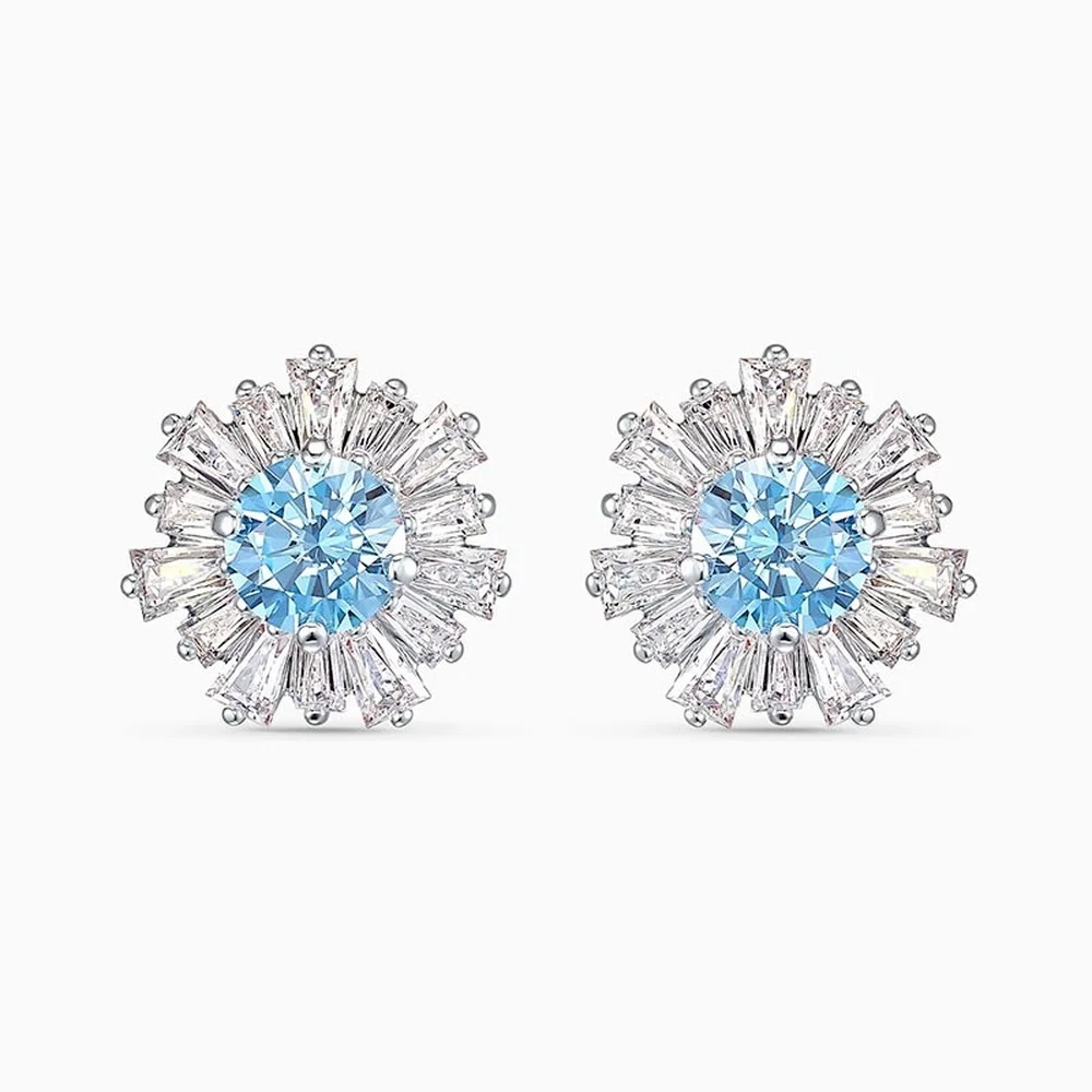 

Fashion Jewelry SWA New SUNSHINE Set Fashion Blue Sun Flower Set Crystal Women Romantic Gift