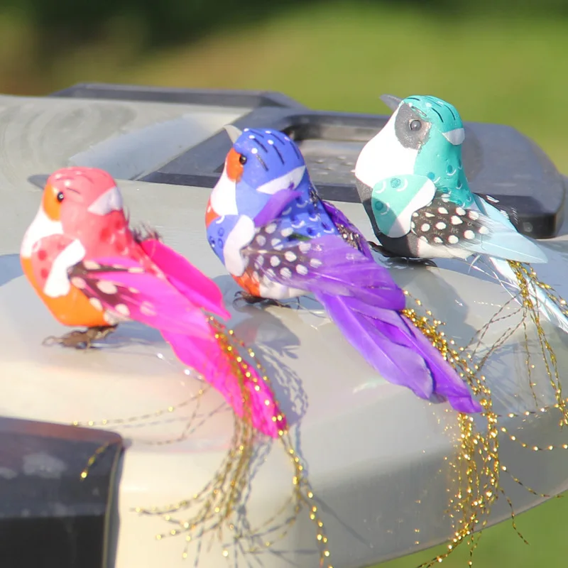 

2Pc Artificial Foam Feather Simulation Bird DIY Figurine Ornament Garden Decoration Random Colour