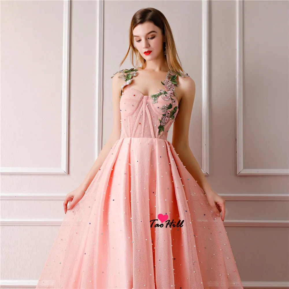 Женское бархатное платье TaoHill розовое вечернее А-силуэта с поясом и вырезом