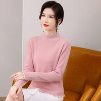 half high collar wool sweater ladies pure wool sweater autumn and winter 2021 new item gray22
