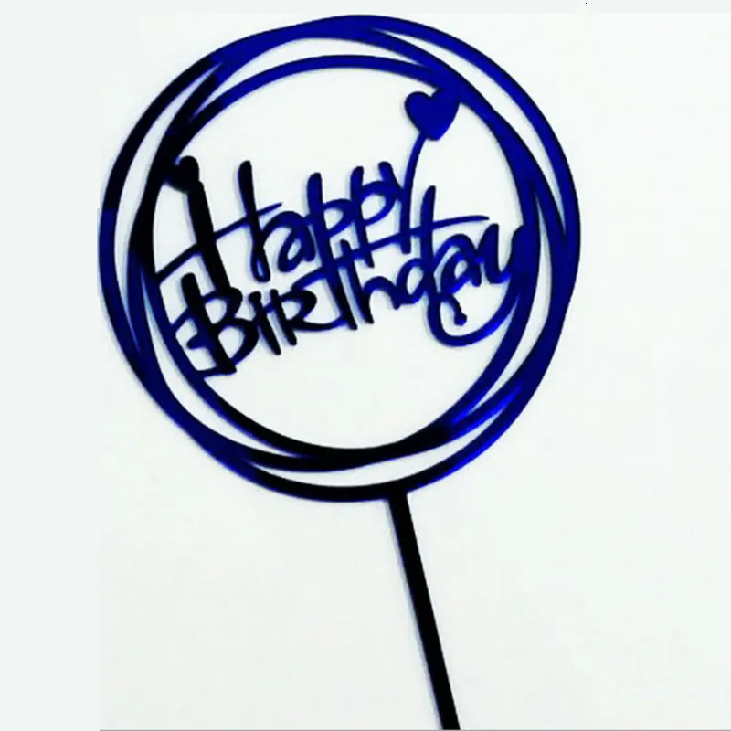 1 pc Acrylic Happy Birthday Love Cake Topper Decoration for Birthday Cupcake Flag Birthday Party Decorative Props Supplies - Цвет: Лиловый