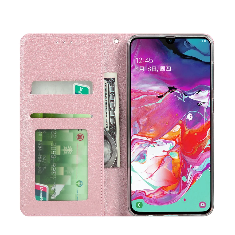 Чехол бумажник из шелковой кожи для Samsung Galaxy A50 A70 S8 S9 S10 S20 Plus ультра откидной