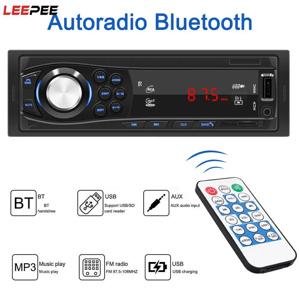 

Автомагнитола 1DIN с Bluetooth, 12 В, USB/SD/AUX