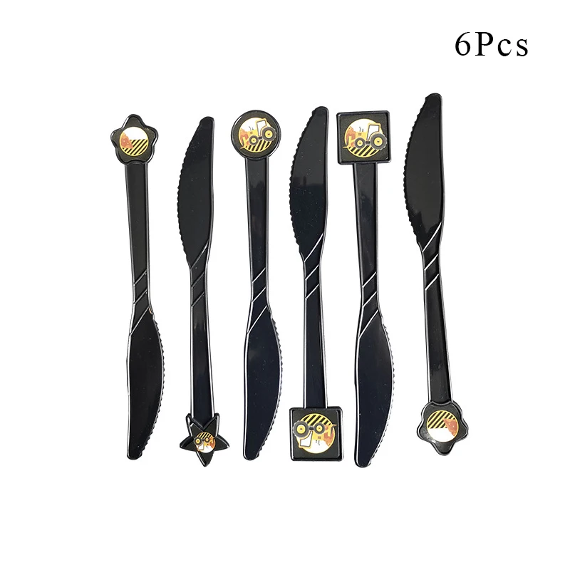 Knife x 6 Строительные транспортные средства экскаватор вечерние украшения бумажный стаканчик, тарелка баннеры детский душ шары Дети День рождения принадлежности AW06 - Цвет: Knife x 6