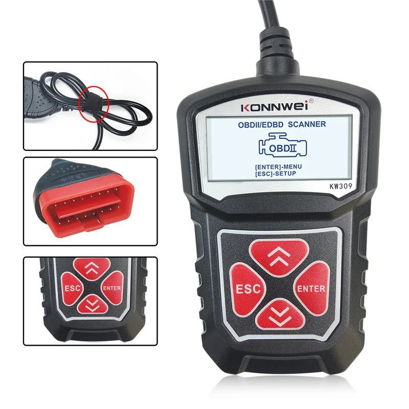 Автомобильный диагностический сканер KW309 OBDII прибор для считывания кодов OBD2 EOBD
