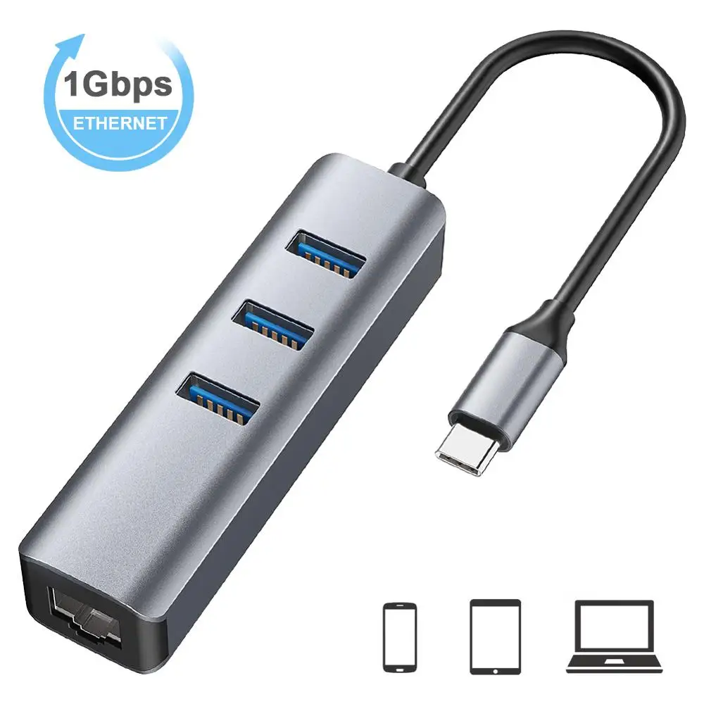 Новый USB C концентратор Gigabit Ethernet Rj45 Lan адаптер Type к 3 0 10/100/1000 сетевая карта для MacBook