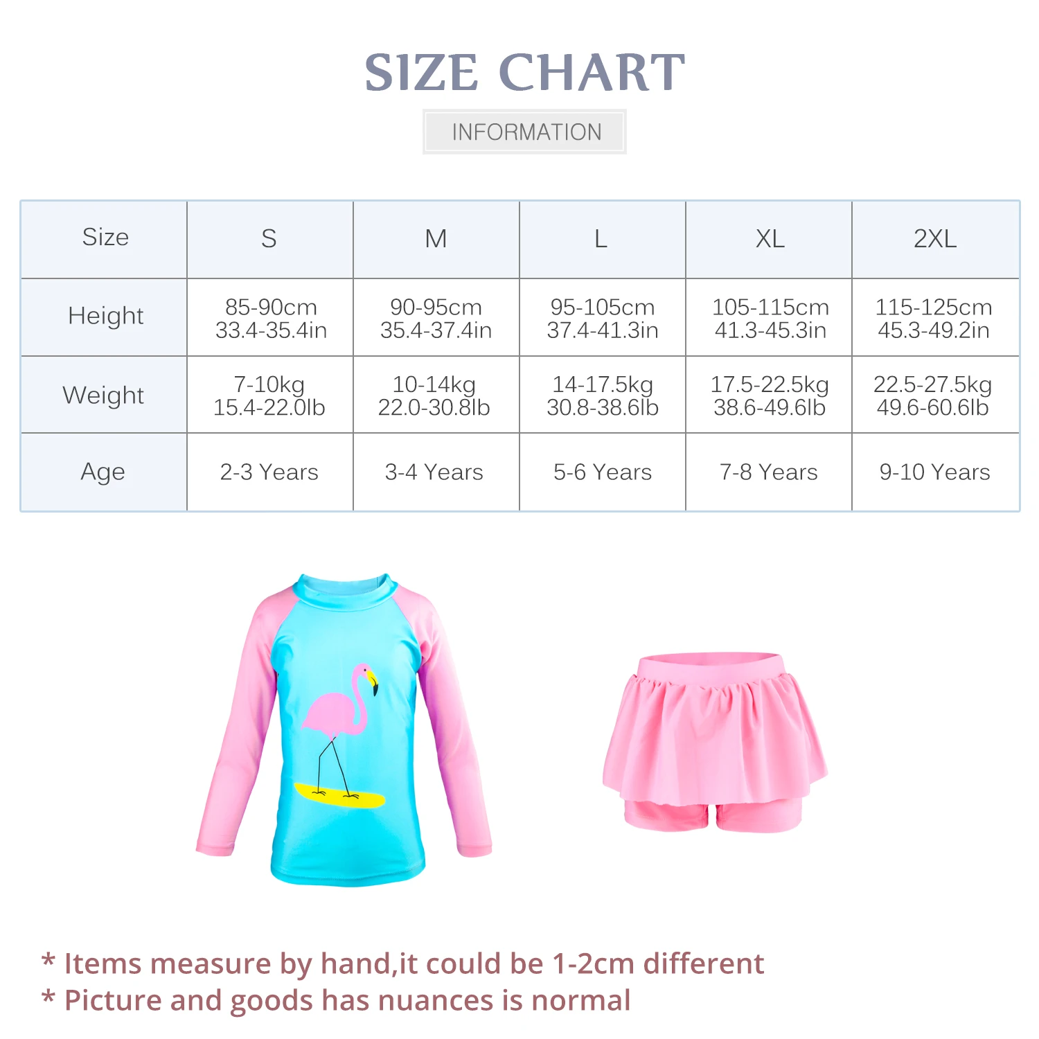

Girls Swimwear UV Protection Children's Beach Bathing Suits Girls' 2-Piece Sun Protection Rash Guard Set