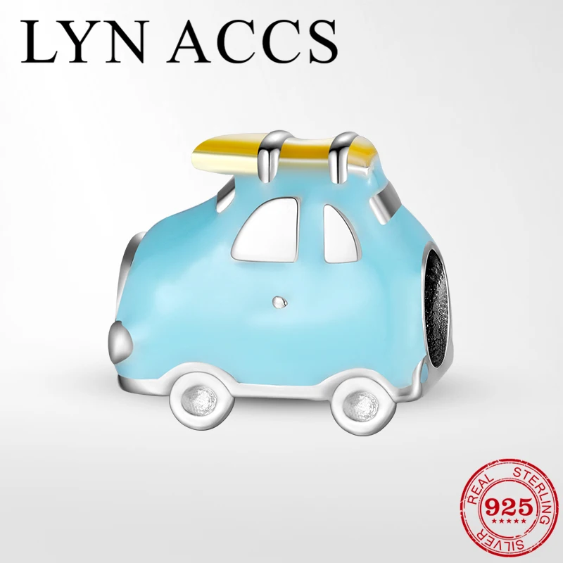 

Бусины-шармы Dream Travel Car из серебра 925 пробы с синей эмалью, подходят для оригинальных браслетов LYNACCS, изготовление ювелирных украшений