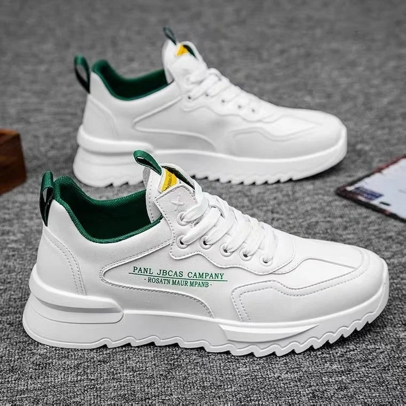 

Summer Men Casual Shoes Leather Pattern White Sneakers Comfort Chunky Sneakers Men's Shoes Trainers Trend Flats Board Shoe