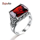 100% реальное искусственное серебряное кольцо, креативный гранат ручной работы, винтажные гравированные элементы средневекового образца, кольца, ювелирные изделия для унисекс