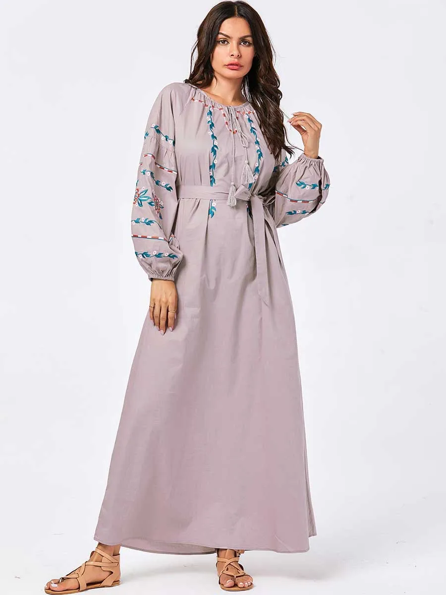 Мусульманское платье модное простое большого размера AuDumn разноцветное с