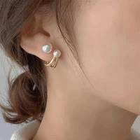 korea elegant cute pearl hoop earrings for women classic small zircon huggie pearl stud earring wedding kpop jewlery