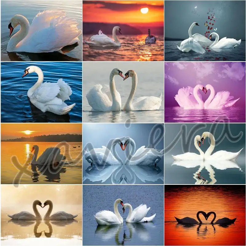 

5D Diy Swan Lake Diamond Painting Animal Full Square Round Drill Embroidery Rhinestone Cross Stitch Kits Romantic Scenery Crafts