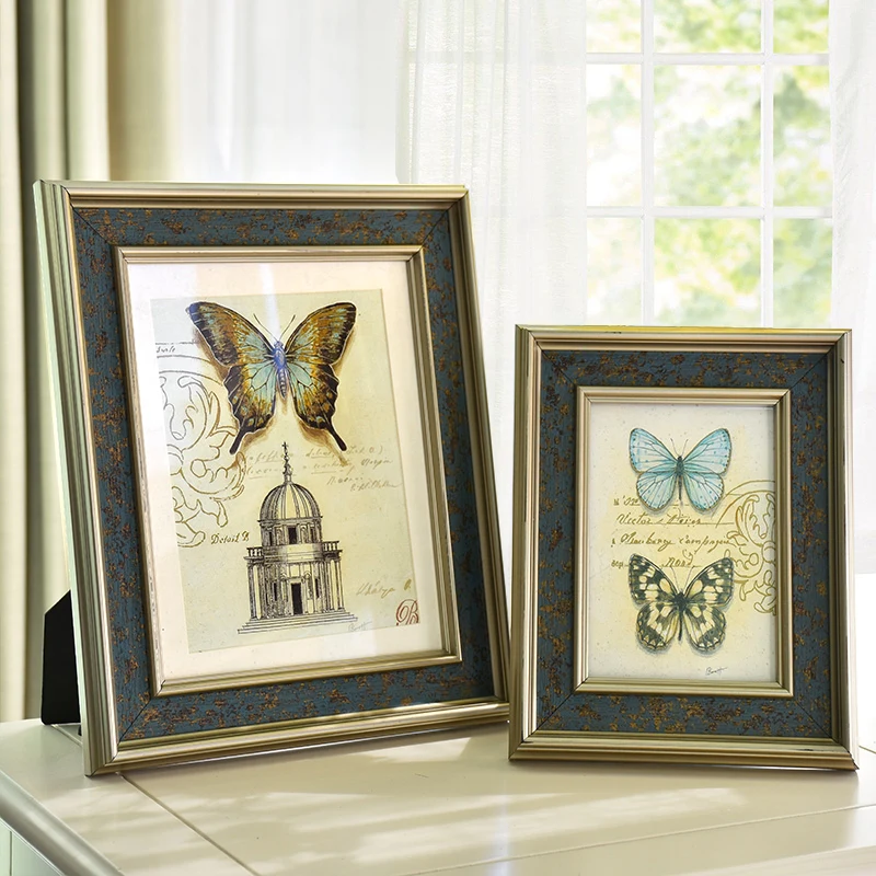 6/7/10 Inch Vintage Photo Frame Ornaments Nightstand Desk Decoration Bronzing Antique Picture Frames American Rustic Home Decor | Дом и сад