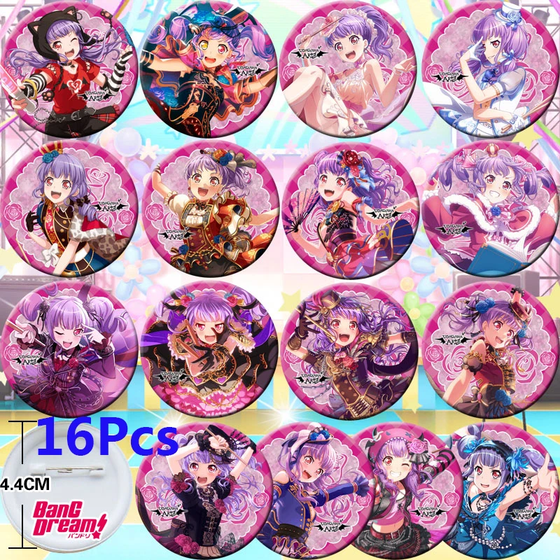 16 шт. аниме Банг сон! Shirokane Rinko Hikawa Sayo Cosplay Bedge собирает рюкзак сумки значок брошь на