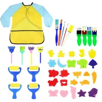 kids early learning sponge painting brushes kit 42 pieces sponge drawing shapes paint craft brushes for toddlers assorted patte